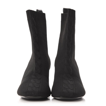Hermes Knit Calfskin Volver Ankle Boots 36.5.5 Black 2 of 7
