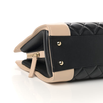 Chanel Sheepskin Quilted Mademoiselle Vintage Shopping Tote Beige Black 9 of 13