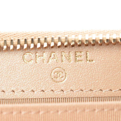 Chanel Iridescent Caviar Quilted Zip Card Holder Beige 8 of 9