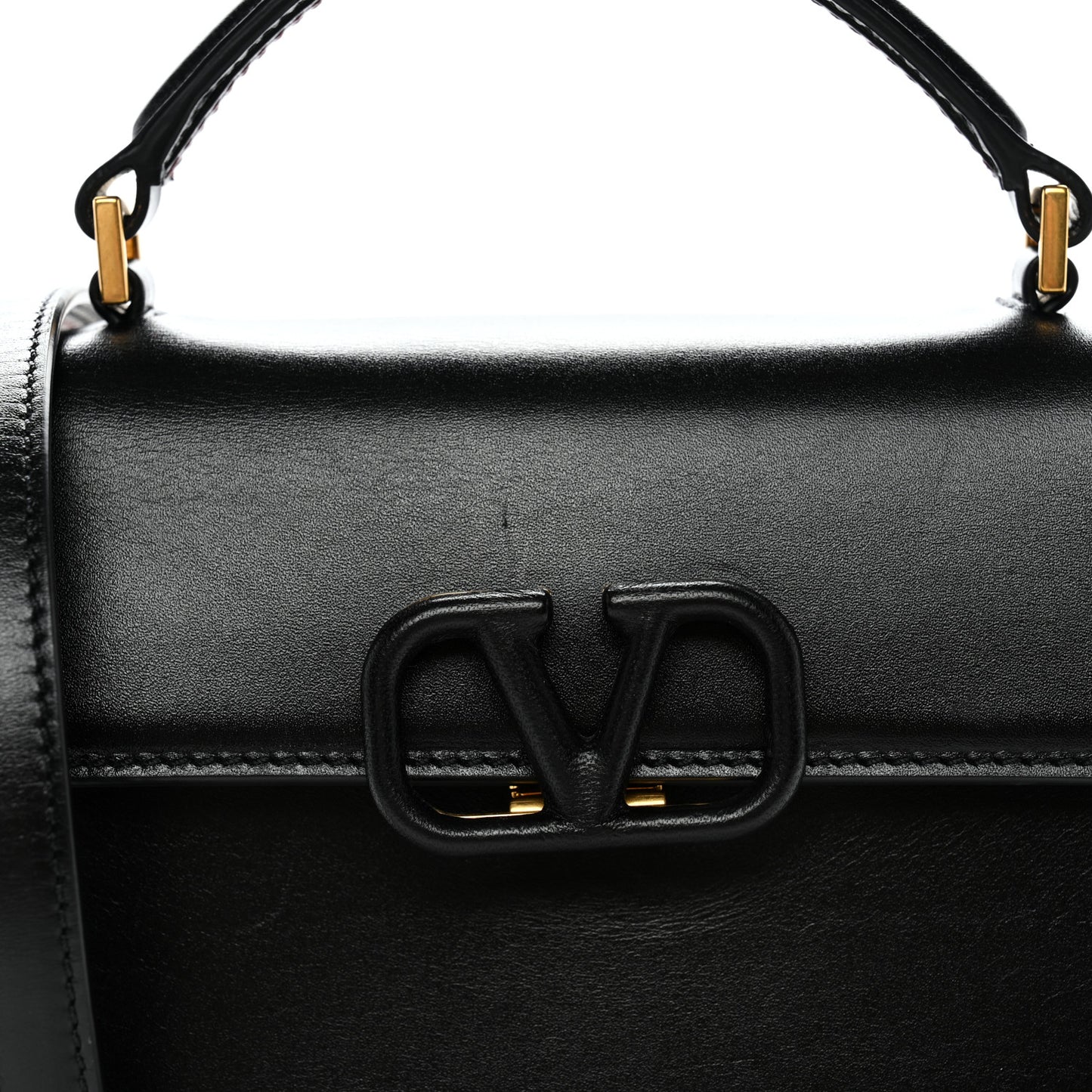 Calfskin Mini VSling Top Handle Bag Black