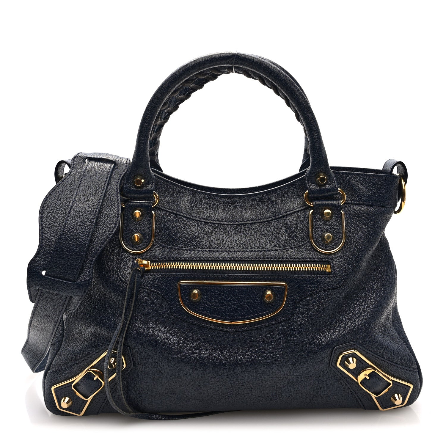 Balenciaga Chevre Gold Metallic Edge Hardware Town Bleu Nuit Dark Sea 1 of 10