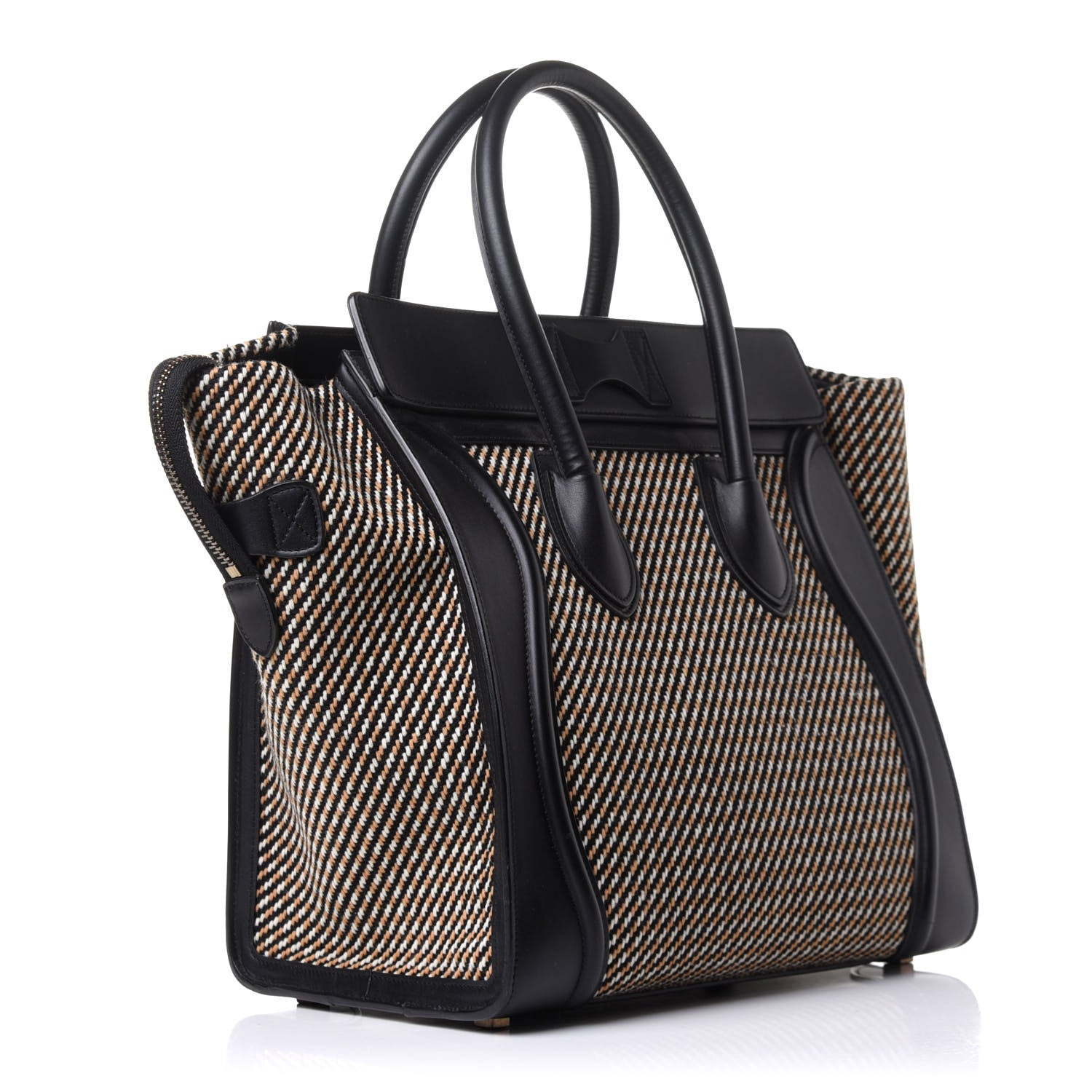 Celine Twill Smooth Calfskin Mini Luggage Dune Black 2 of 14