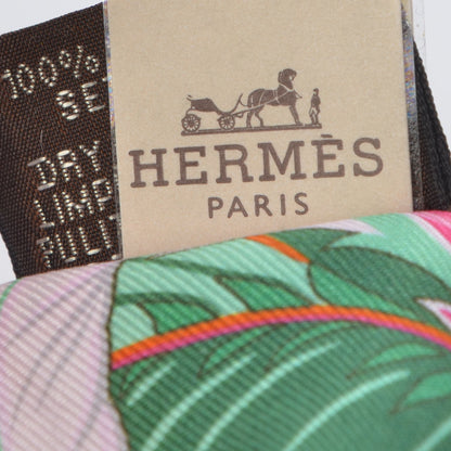 Hermes Silk Cheval Phoenix Twilly Fuchsia Vert Rose 5 of 5