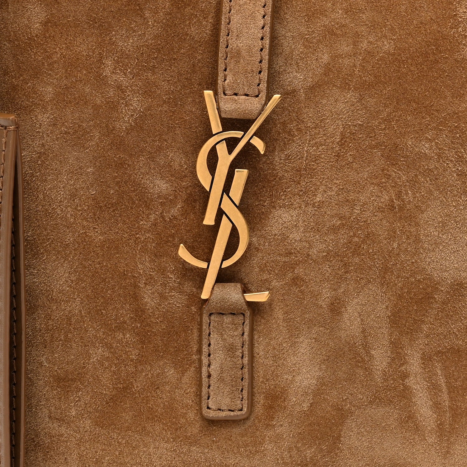Saint Laurent Suede Baby Le 5 A 7 Hobo Golden Leaf 8 of 10