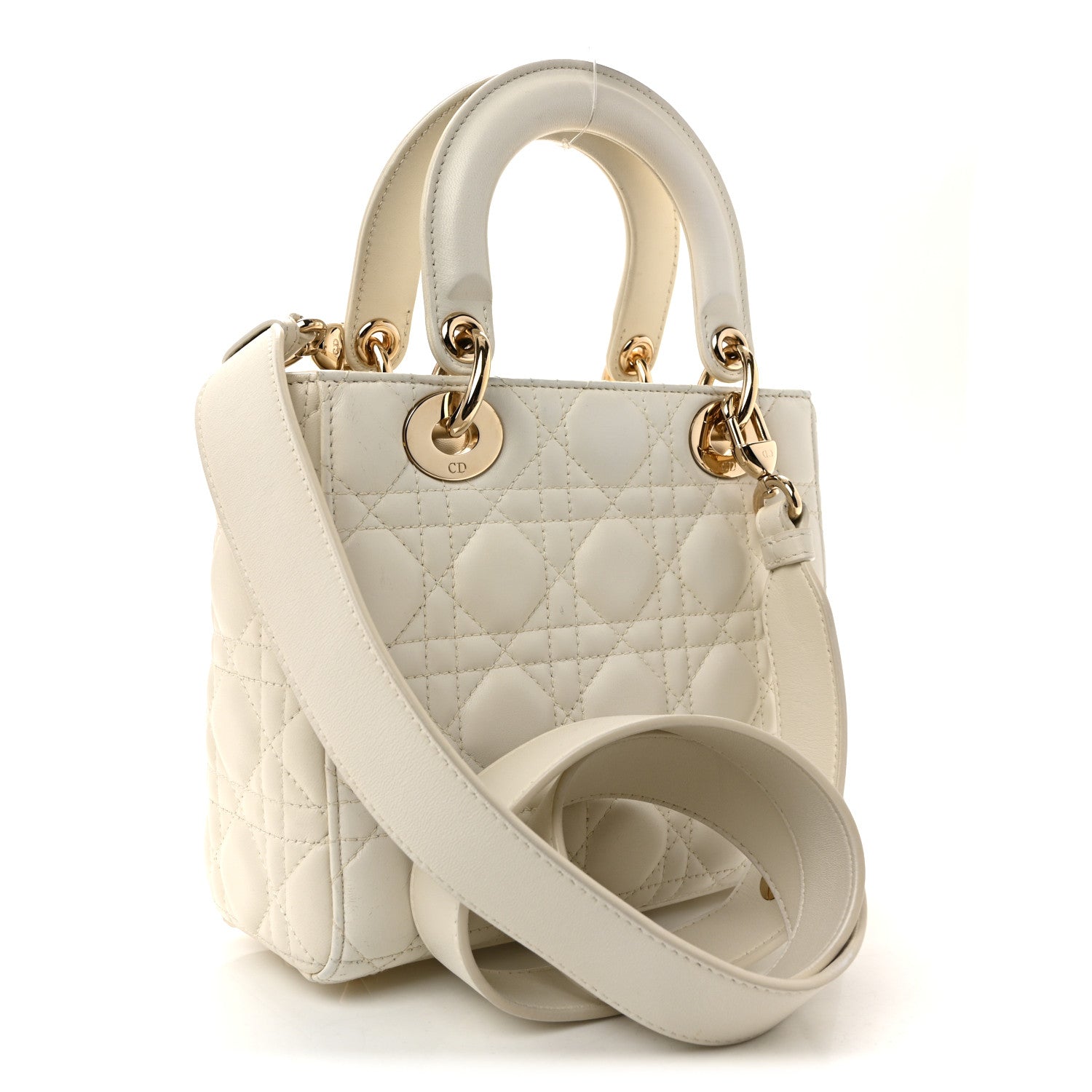 Christian Dior Lambskin Cannage Small My ABCDior Lady Dior White 3 of 9