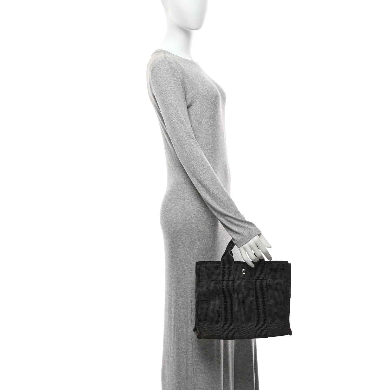 Hermes Canvas Herline PM Tote Grey 2 of 9