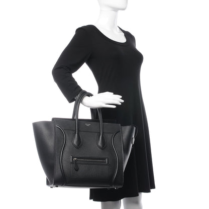 Celine Drummed Calfskin Mini Luggage Black 2 of 7