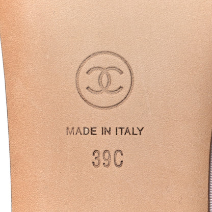 Chanel Tweed CC Charm Thong Sandals 39 Pink Silver 8 of 11