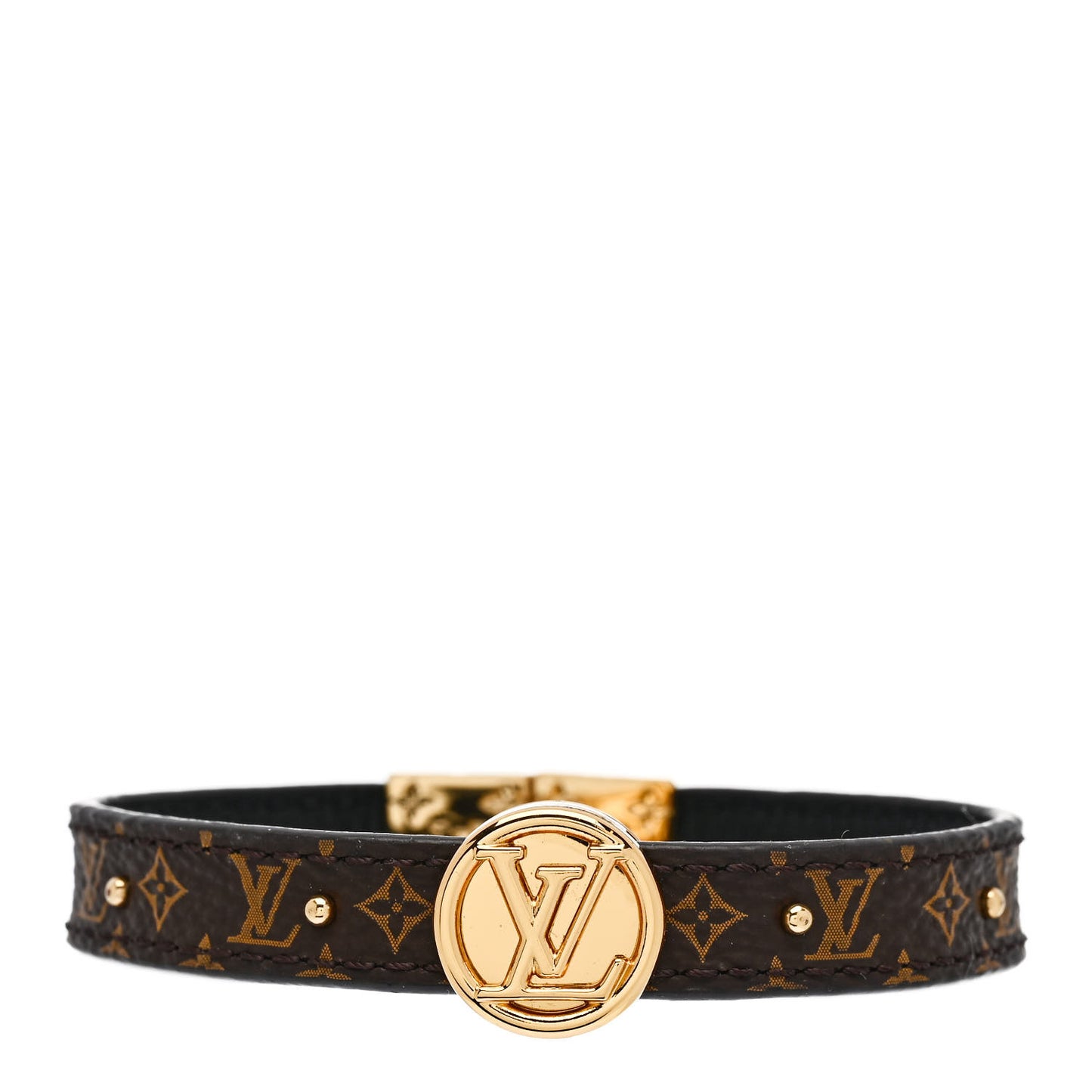 Monogram LV Circle Reversible Bracelet 17 Black