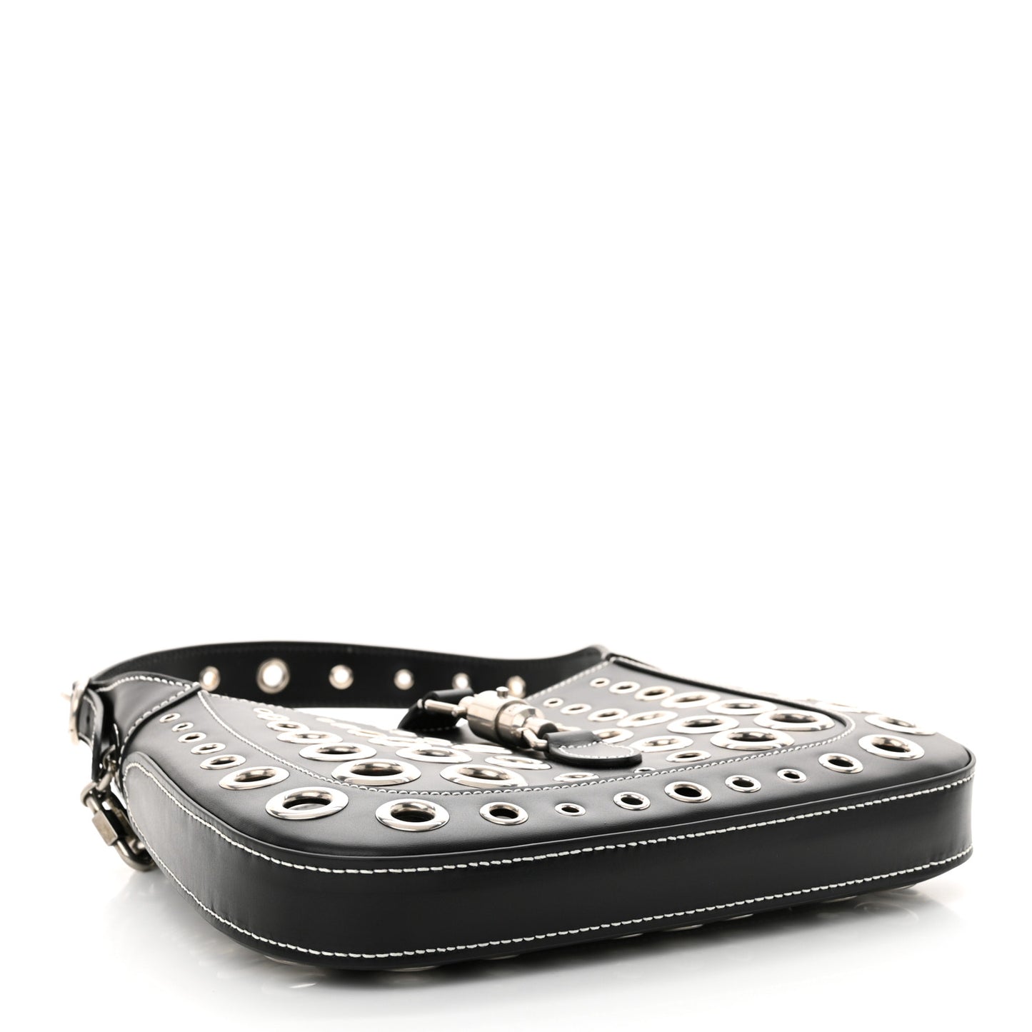Calfskin Ha Ha Ha Jackie 1961 Eyelet Hobo Black