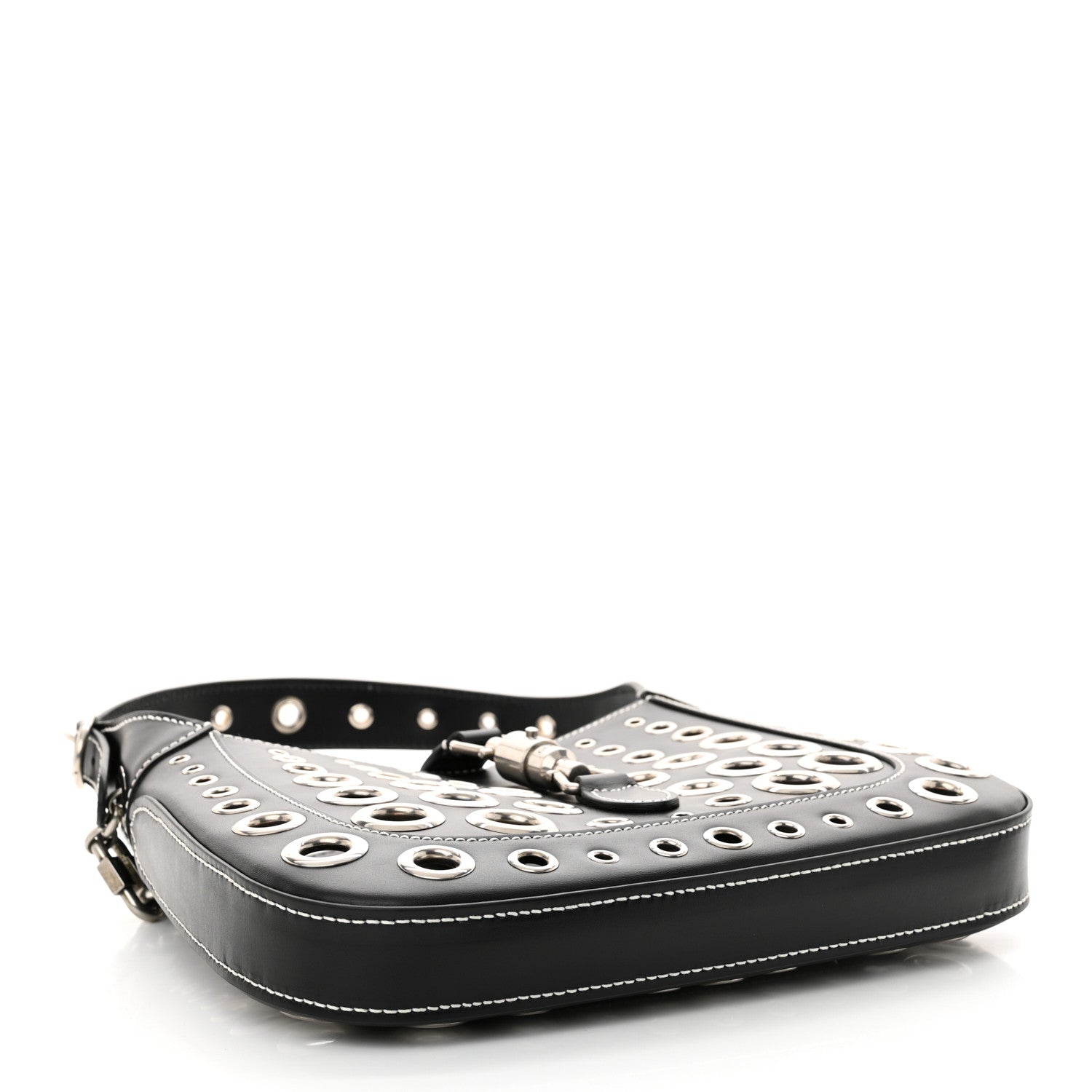 Gucci Calfskin Ha Ha Ha Jackie 1961 Eyelet Hobo Black 4 of 13