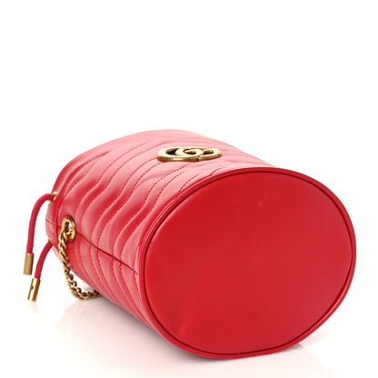 Gucci Calfskin Matelasse Mini GG Marmont 2.0 Bucket Bag Hibiscus Red 4 of 8