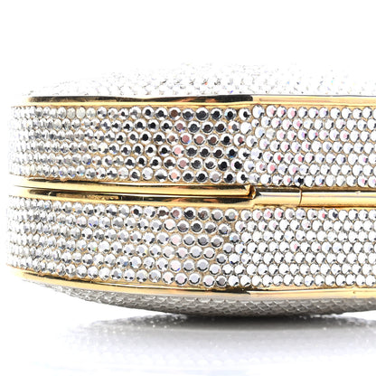 Judith Leiber Swarovski Crystal Minaudiere Clutch Gold Silver 6 of 7