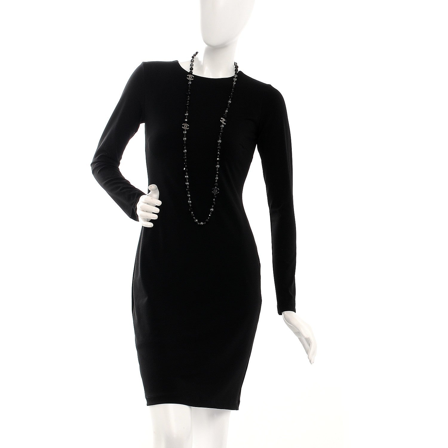 Chanel Pearl Bead Enamel CC Long Necklace Silver Black Grey 2 of 8