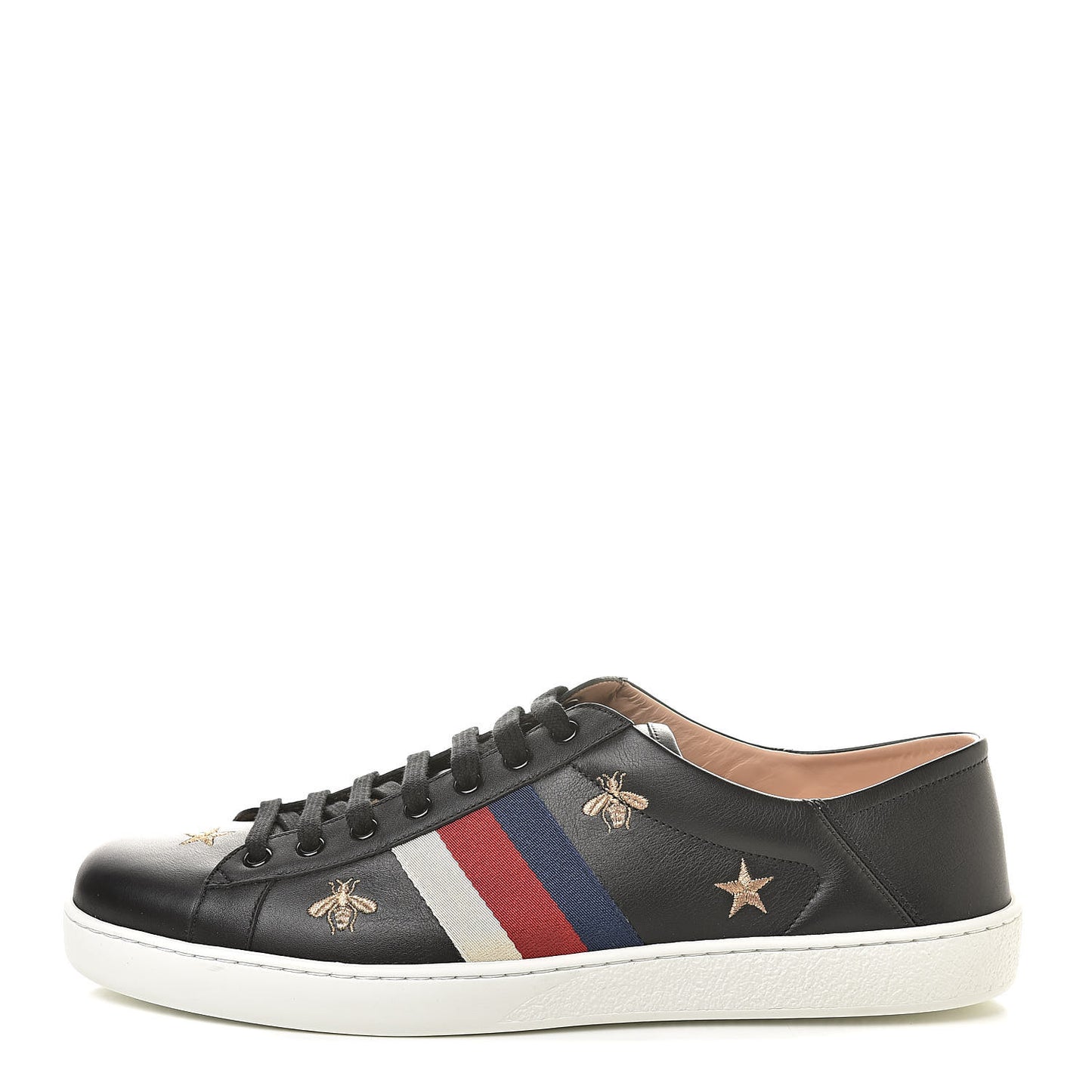 Calfskin Bee Star Embroidered Mens Sylvie Web Ace Sneakers 12 Black