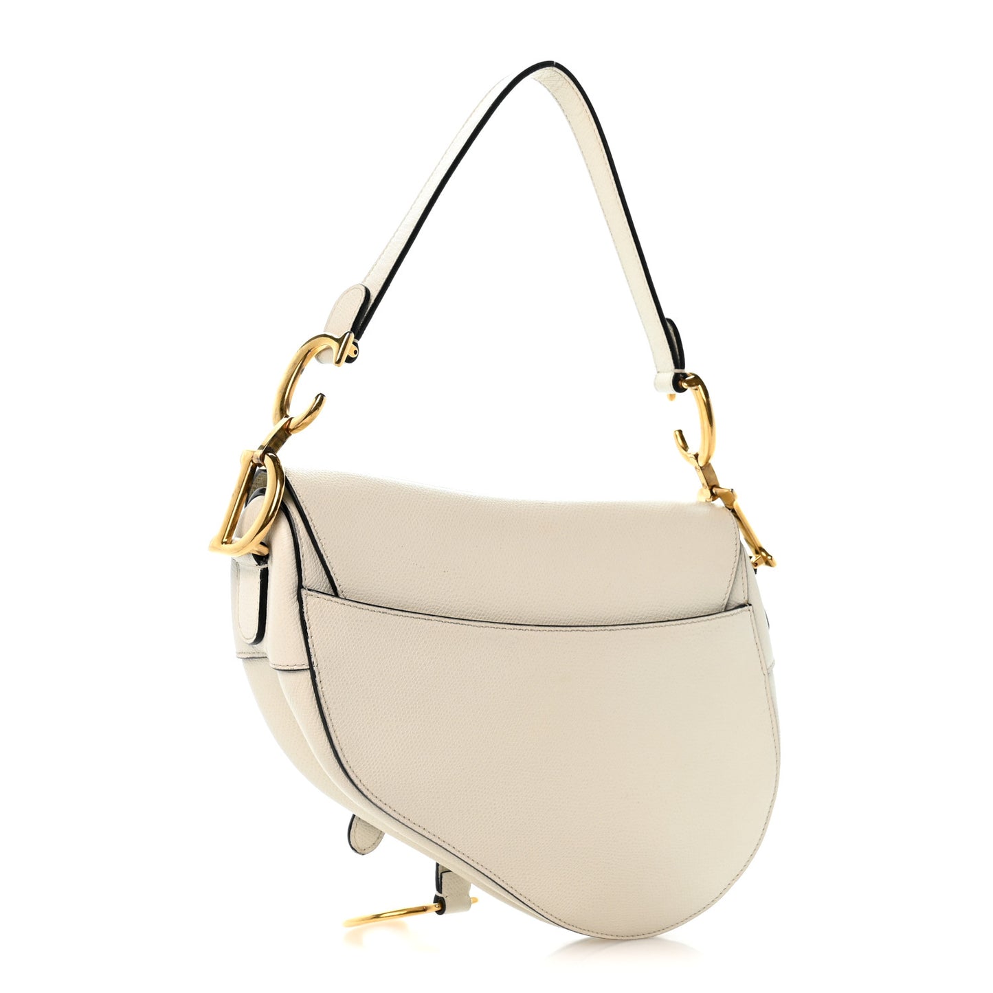 Grained Calfskin Saddle Bag White