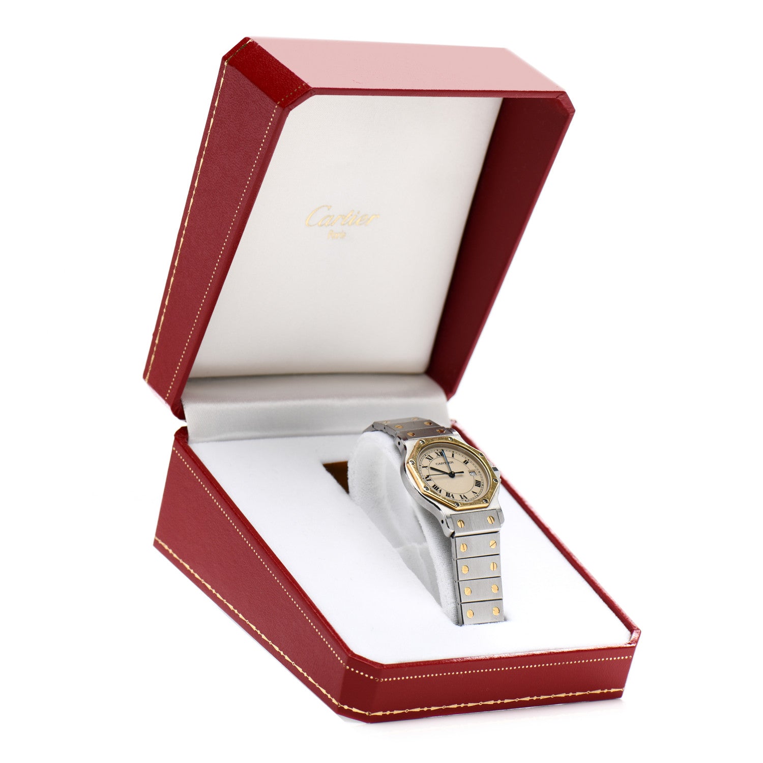 Cartier Stainless Steel 18K Yellow Gold 29mm Santos Octagon Quartz Watch 5 of 5