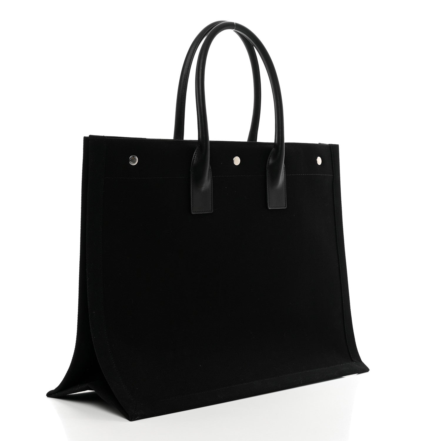 Saint Laurent Linen Calfskin Rive Gauche Tote Black 3 of 9