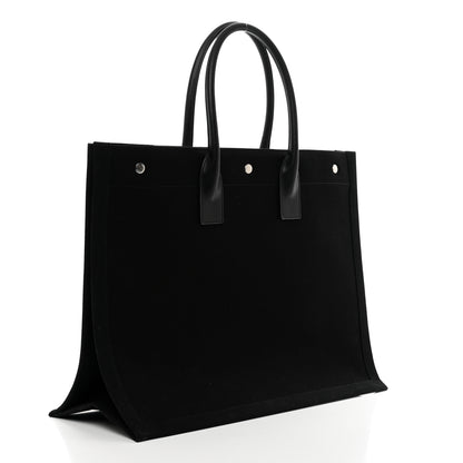 Saint Laurent Linen Calfskin Rive Gauche Tote Black 3 of 9