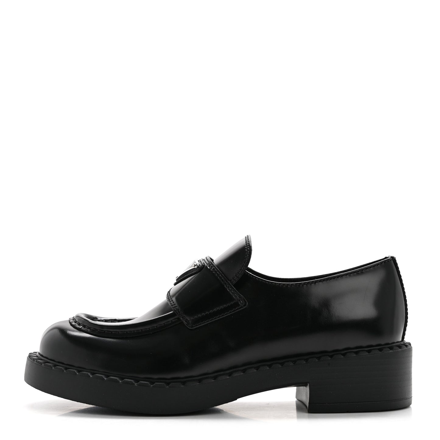 Spazzolato Metal Triangle Logo 50mm Loafers 37 Black