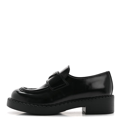 Prada Spazzolato Metal Triangle Logo 50mm Loafers 37 Black 1 of 9