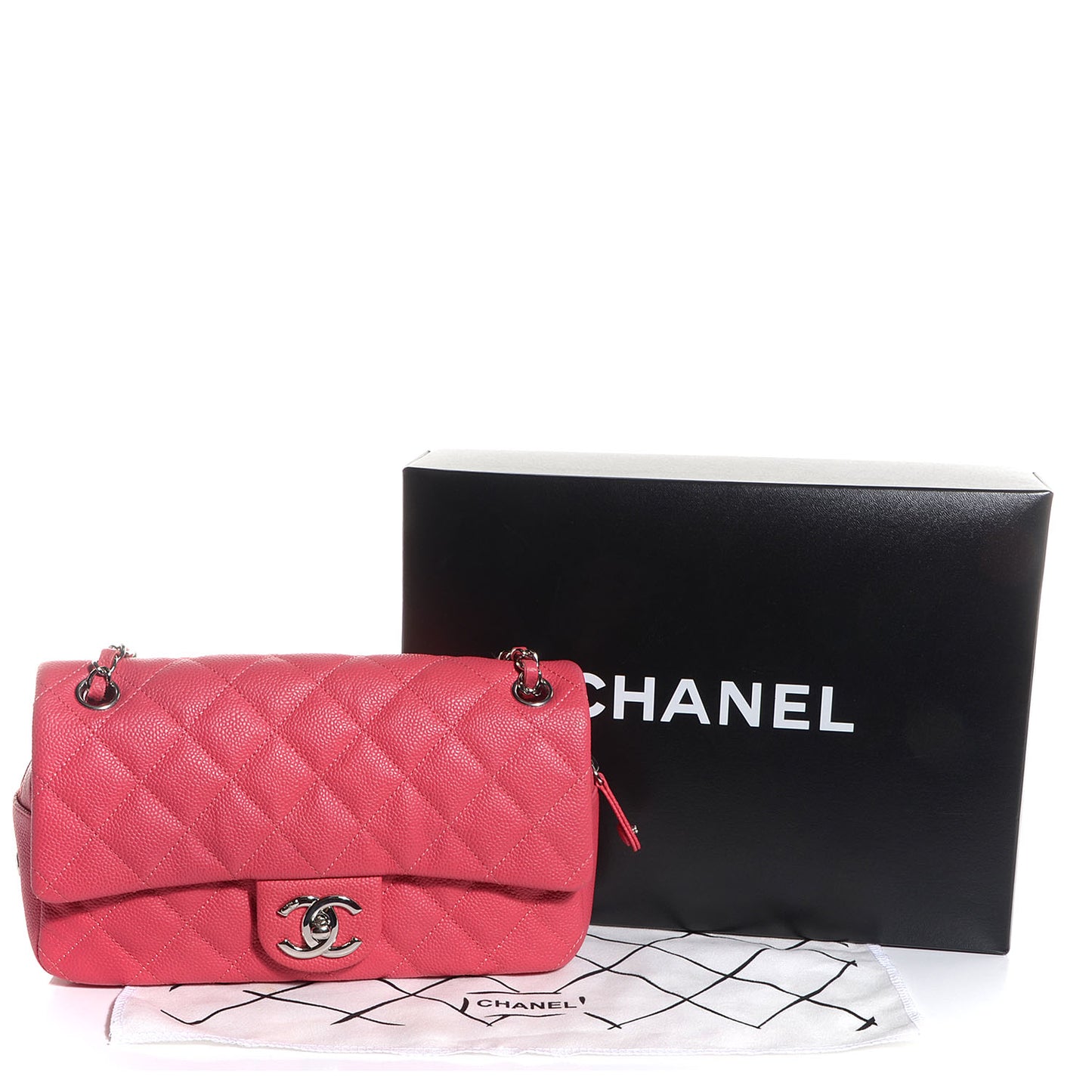 Caviar Quilted Medium Easy Flap Coral