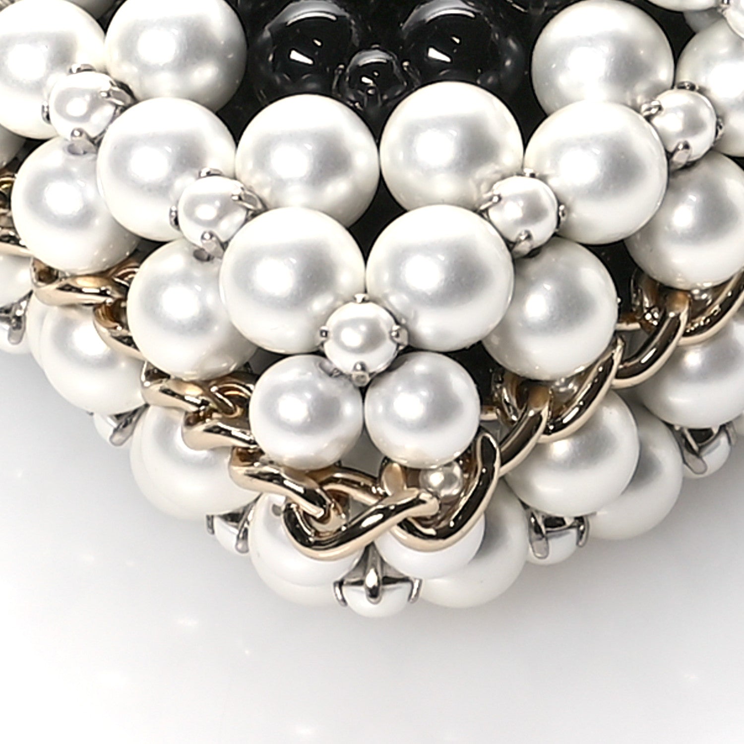 Chanel Crystal Pearl Beaded Mini Rectangular Flap Black White 10 of 10