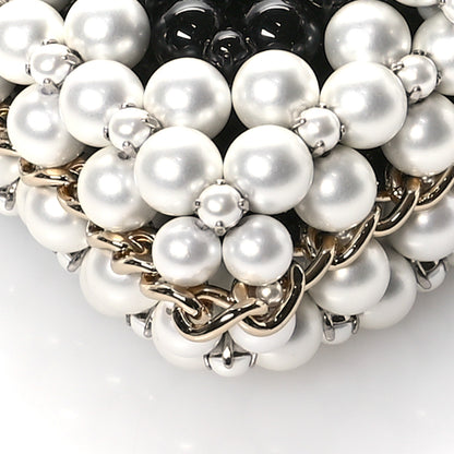 Chanel Crystal Pearl Beaded Mini Rectangular Flap Black White 10 of 10