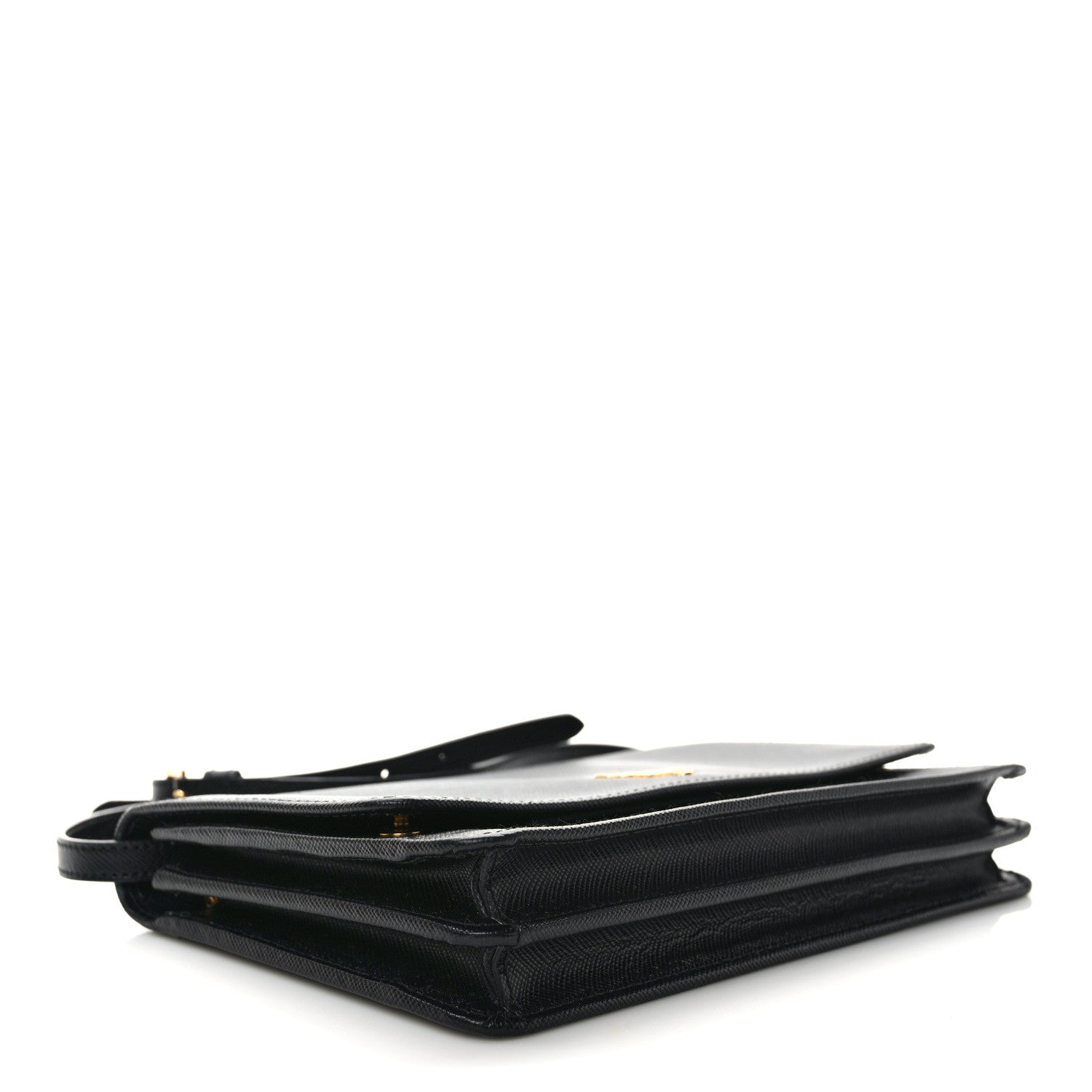 Prada Saffiano Metal Flap Wallet With Strap Black 4 of 11
