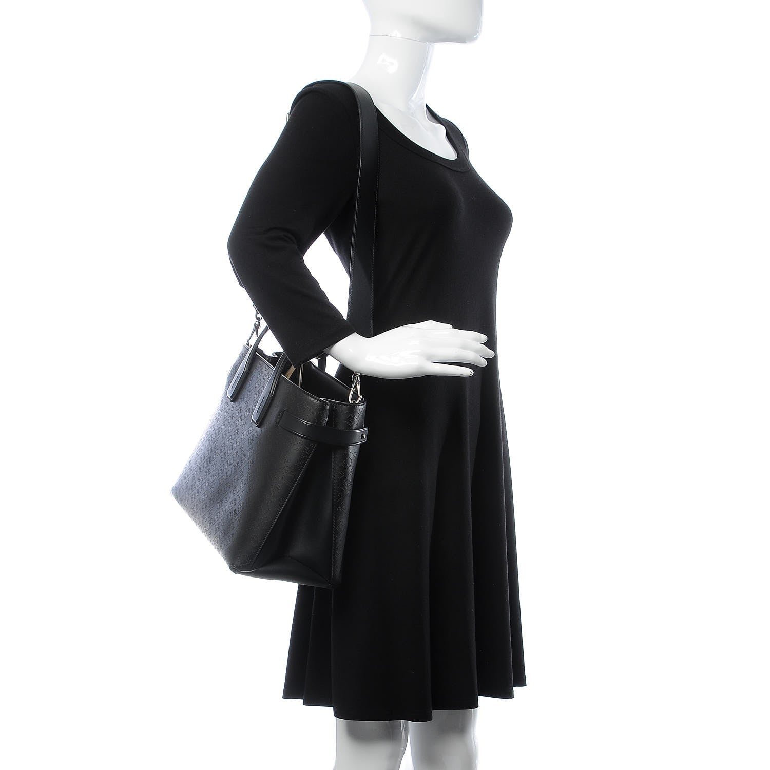 Burberry Calfskin Perforated Medium Banner Tote Black 2 of 9
