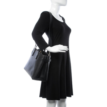 Burberry Calfskin Perforated Medium Banner Tote Black 2 of 9