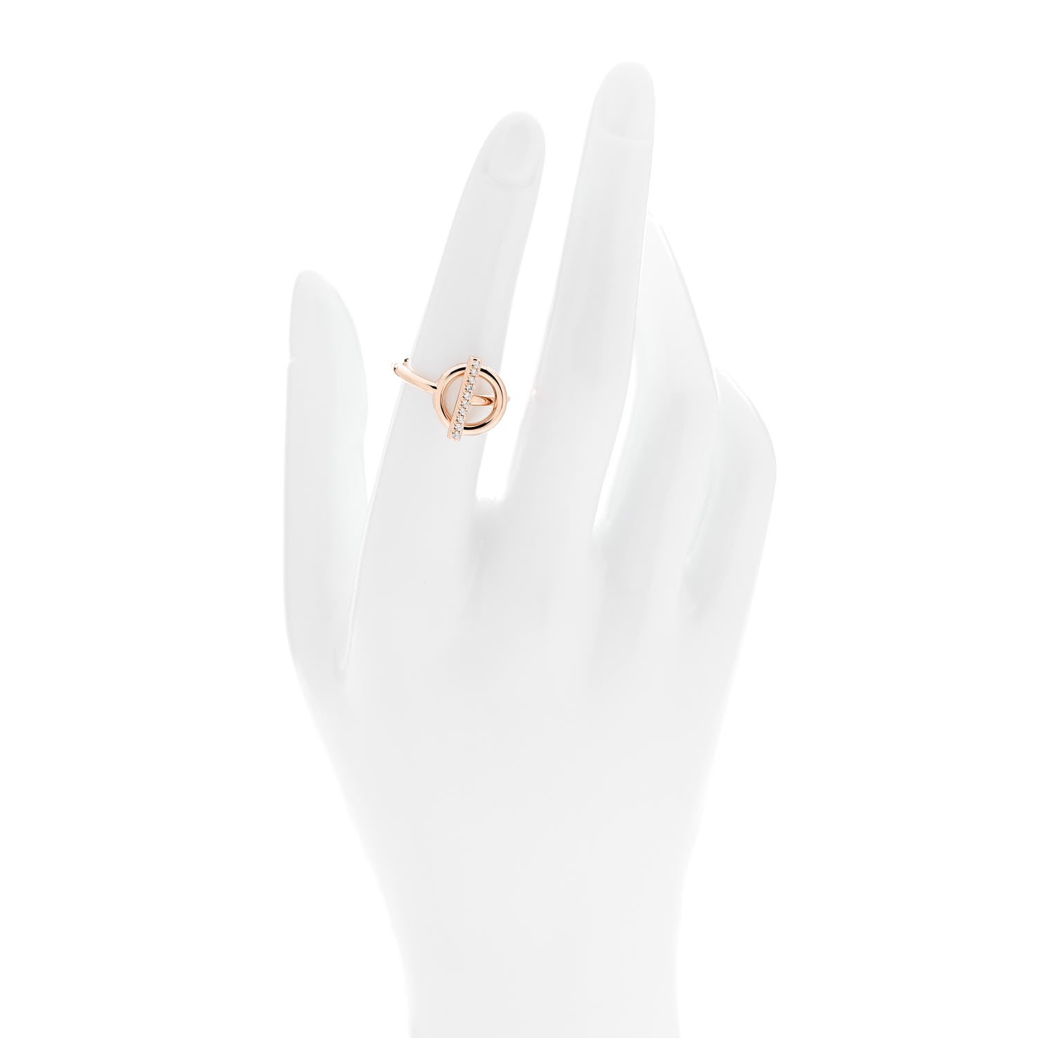 Hermes 18K Rose Gold Diamond PM Echappee Ring 51 5.75 2 of 5