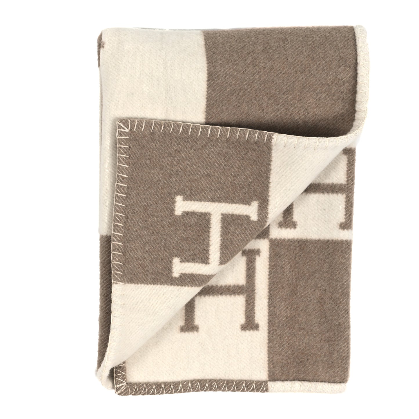 Wool Cashmere Avalon Baby Blanket Noisette Moyen White