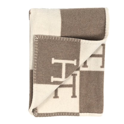 Hermes Wool Cashmere Avalon Baby Blanket Noisette Moyen White 2 of 3