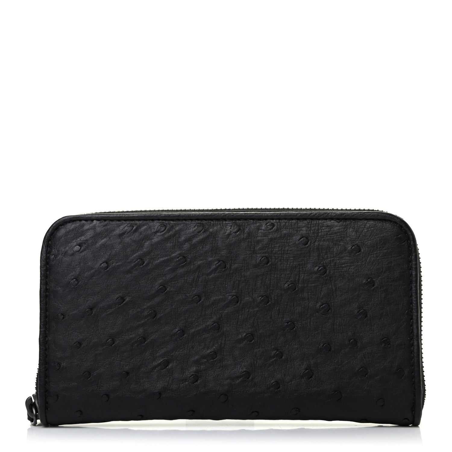 Bottega Veneta Ostrich Zip Around Wallet Black 1 of 8