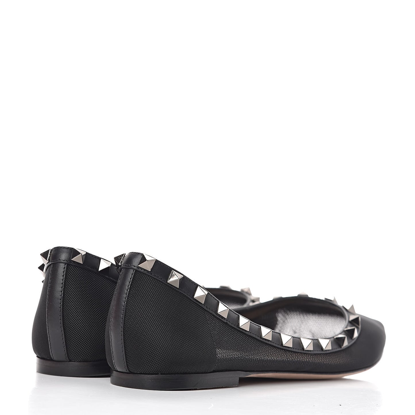 Mesh Rockstud Ballet Flats 39 Black
