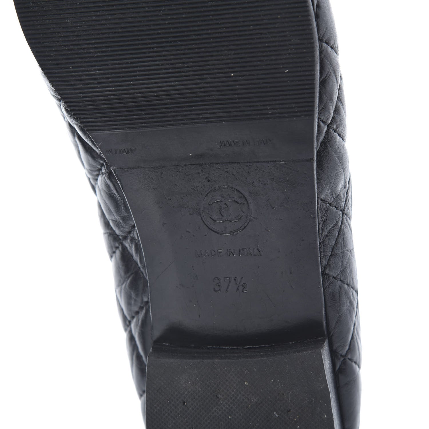 Chanel Aged Calfskin Quilted CC Cap Toe Ballerina Flats 37.5 Black 8 of 13