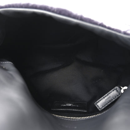 Saint Laurent Crushed Velvet Quilted Small Loulou Puffer Monogram Chain Satchel Iron Grey 5 of 10