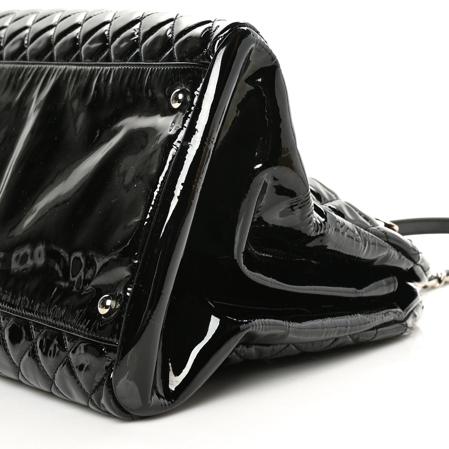 Patent Quilted Maxi Just Mademoiselle Bowling Bag Black