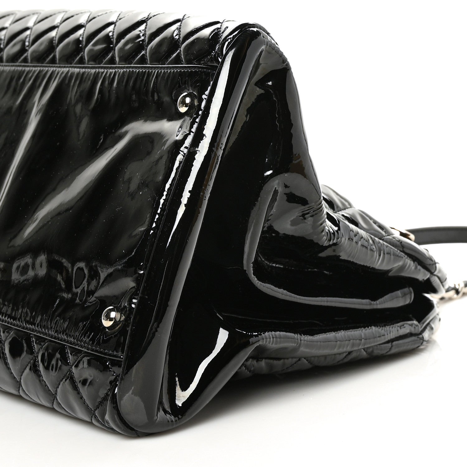 Chanel Patent Quilted Maxi Just Mademoiselle Bowling Bag Black 13 of 13