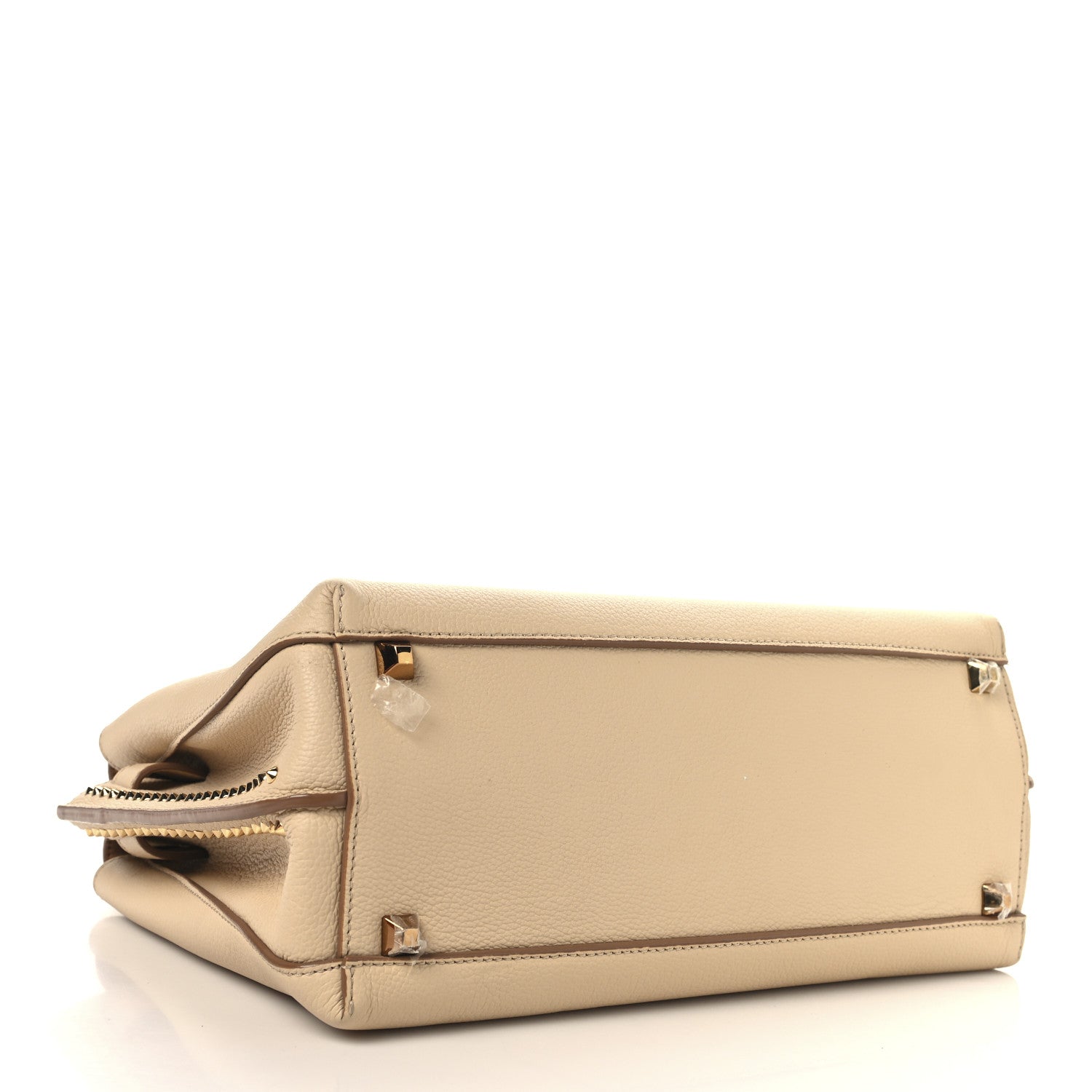 MCM Grained Calfskin Studded Medium Milla Tote Beige 4 of 14