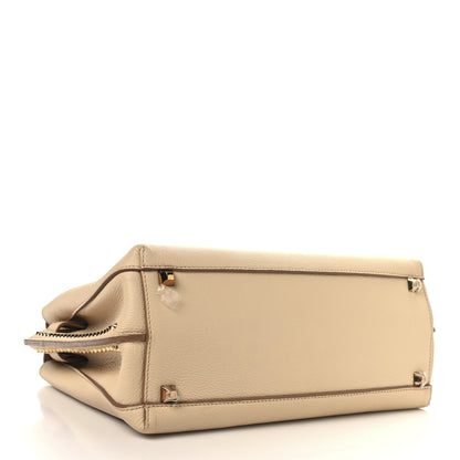 MCM Grained Calfskin Studded Medium Milla Tote Beige 4 of 14