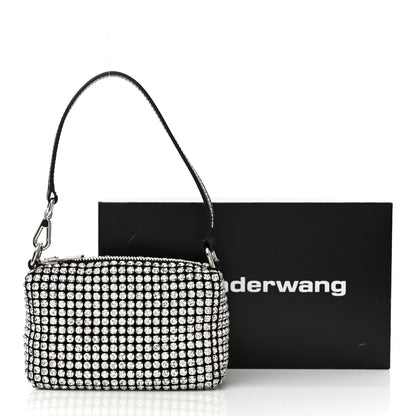 Alexander Wang Mesh Crystal Rhinestone Mini Heiress Pouch Black Silver 10 of 10
