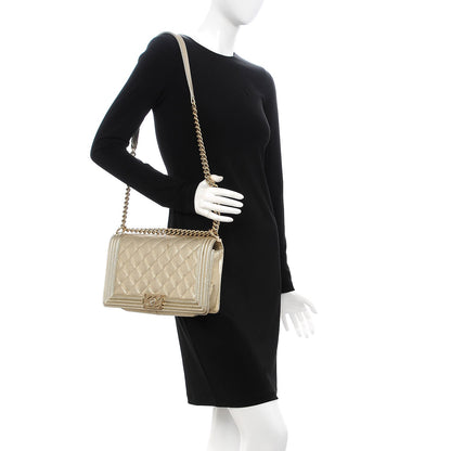 Chanel Lambskin Perforated Quilted New Medium Boy Flap Gold 2 of 22
