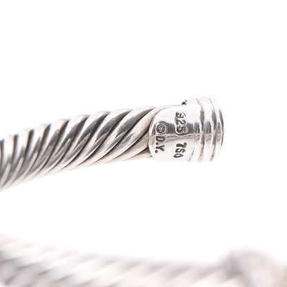 David Yurman Sterling Silver 18K White Gold Diamond Pave 5mm X Cable Bracelet 4 of 5