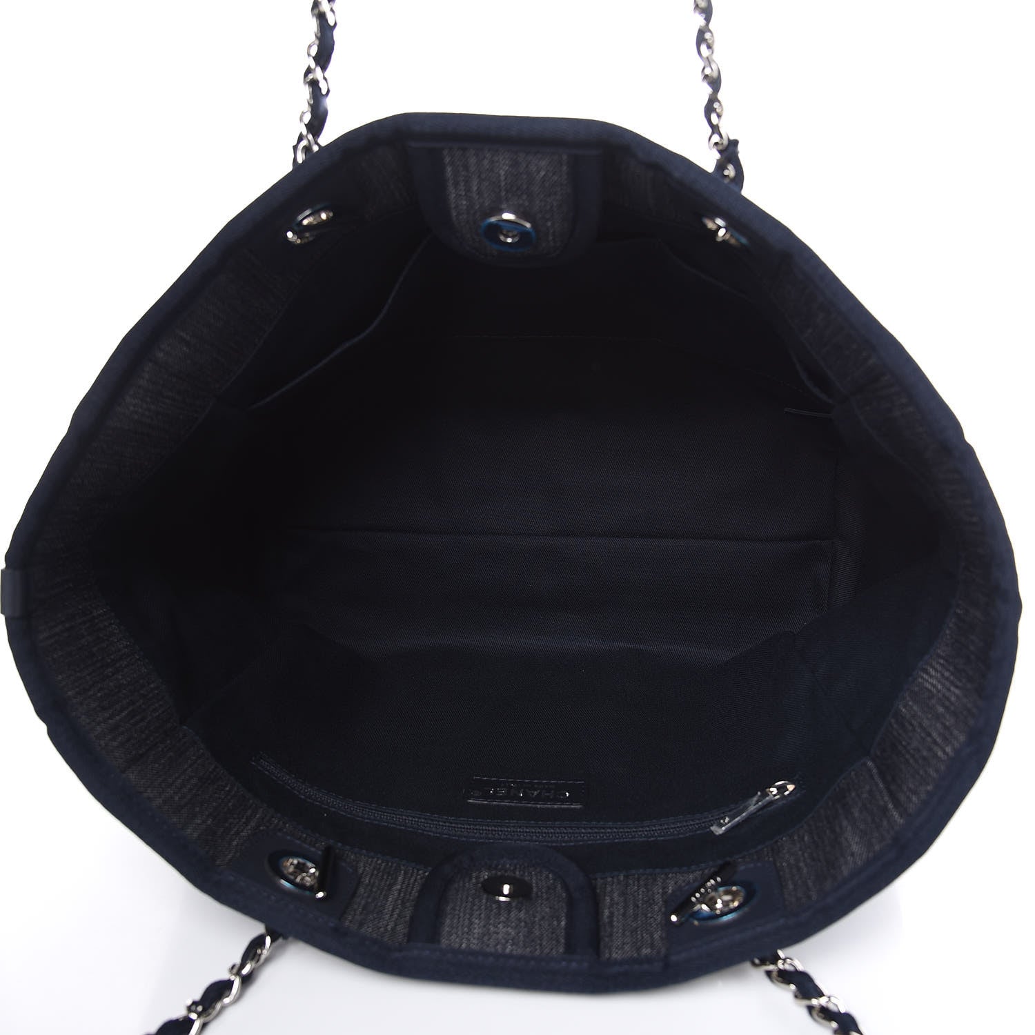 Chanel Denim Small Deauville Tote Dark Blue 5 of 9