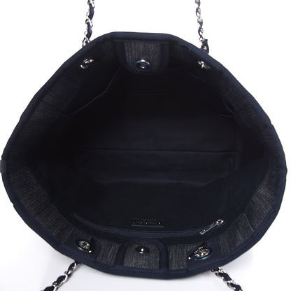 Chanel Denim Small Deauville Tote Dark Blue 5 of 9