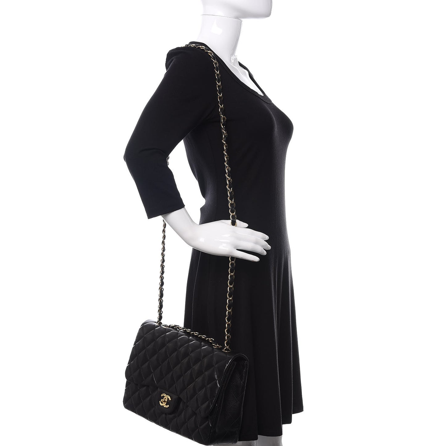 Lambskin Quilted Jumbo Single Flap Black