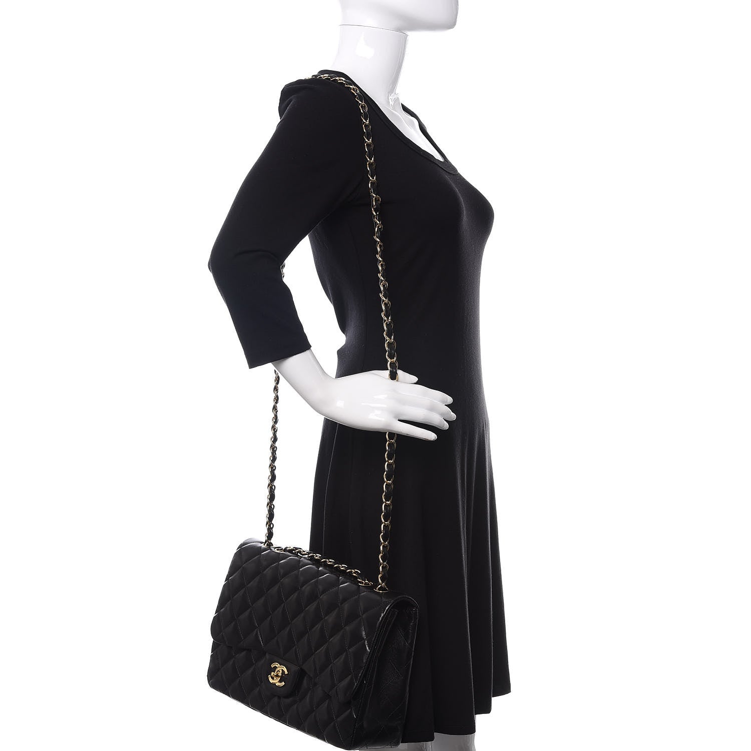 Chanel Lambskin Quilted Jumbo Single Flap Black 2 of 11