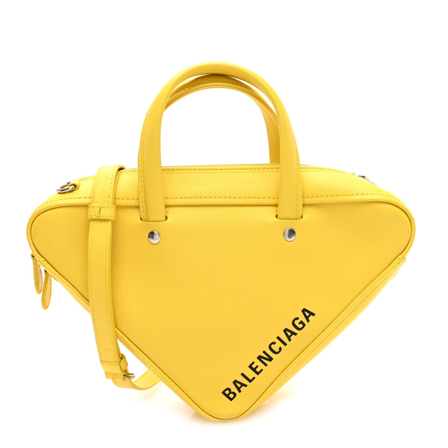 Shiny Day Calfskin Logo XS Triangle Duffle Jaune Black